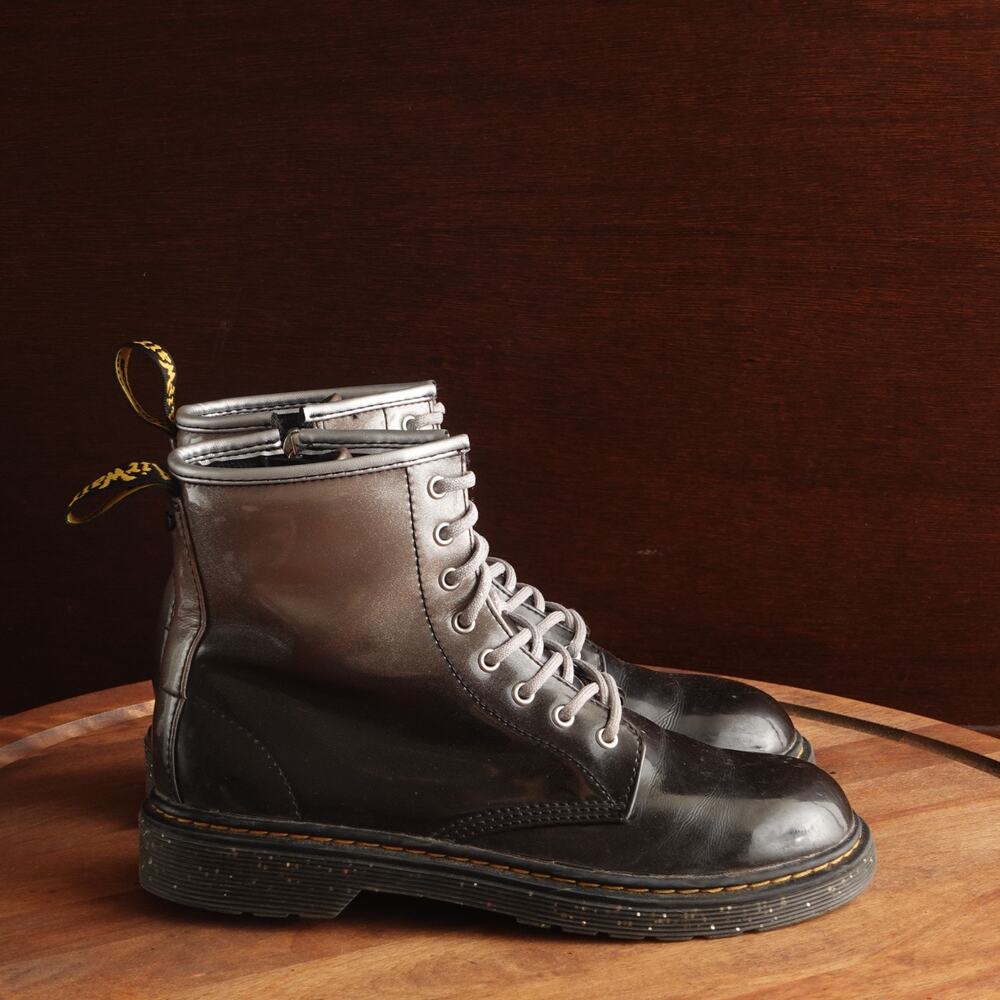 Dr. Martens Boots‎ Womens SZ 5 BLK Silver Gradient Combat Side Zip Grunge 31927